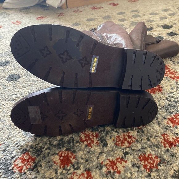 Bamboo Heeled Brown Calf Tall Boots Faux Fur Lined size 6.5 - Picture 4 of 5